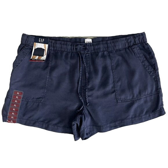Gap Pants - Gap XL Mid-Rise Lyocell Flowy Pull-On Shorts Drawstring True Indigo